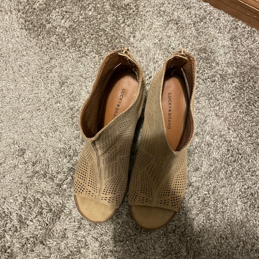 Lucky brand peep toe booties